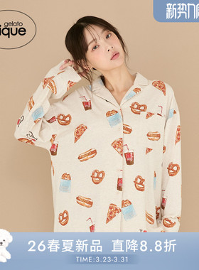 gelato pique26春夏新品女睡衣面包比萨热狗满印衬衫PWCT261281