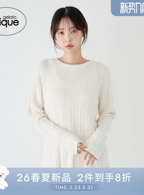 gelato pique26春夏新品女睡衣奶昔纯色竖纹套头衫居家PWNT261012