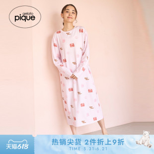 gelato pique25秋冬新品女睡裙甜甜圈满印连衣裙居家PWCO255361