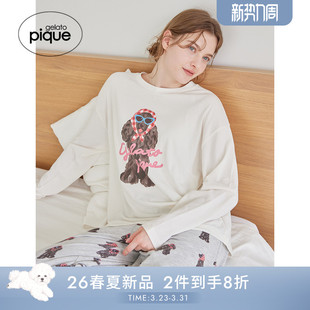 T恤居家PWCT261231 女睡衣头巾狗柔软长袖 gelato pique26春夏新品
