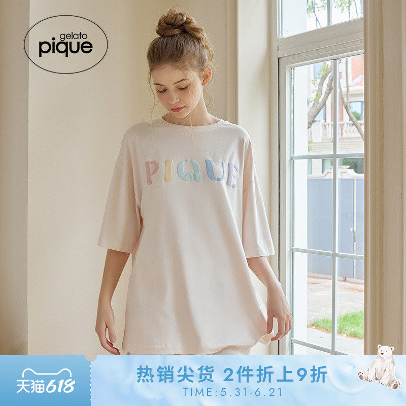 gelato pique25夏季新品女甜甜圈小熊满印系带短裤睡裤PWCP252276