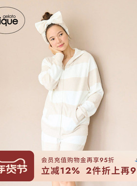 gelato pique秋冬女发带薄半边绒条纹蝴蝶结发箍PWGA244547