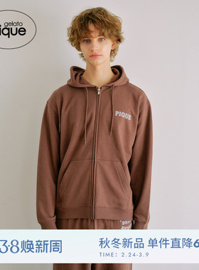 gelato pique25秋冬新品男女同款睡衣加绒字母连帽外套PMCT255992