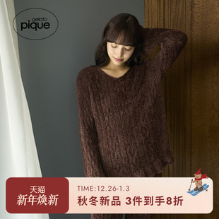 PWNT255108 女睡衣羽毛纱微透编织套头衫 gelato pique25秋冬新品