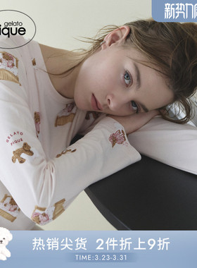 gelato pique25秋冬新品女睡裙晚安小熊满印连衣裙长裙PWCO254366