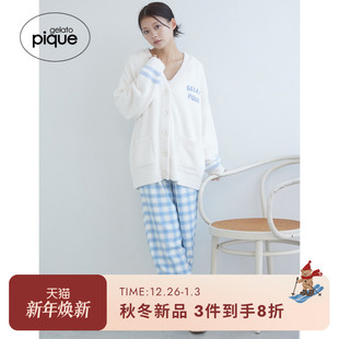 格纹系带宽松长裤 女睡裤 居家PWFP255283 pique25秋冬新品 gelato