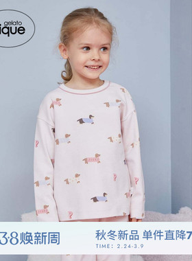 gelato pique25秋冬新品儿童睡衣腊肠犬满印长袖T恤PKCT255751