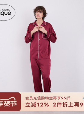 gelato pique秋冬男女同款睡裤本命年红缎面长裤PMFP245283