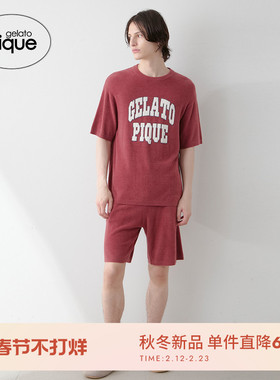 gelato pique25秋冬新品男女同款睡衣薄绒字母短袖居家PHNT254907