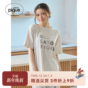 T恤PWCT251324 女睡衣logo字母印花短袖 gelato pique25春夏新品