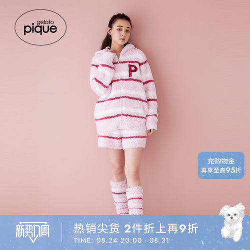 gelatopique薄半边绒条纹地板袜