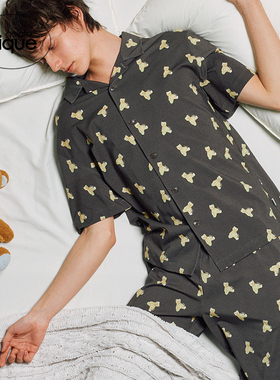 gelato pique春夏男女同款睡衣凉感小熊短袖衬衫PMCT242925