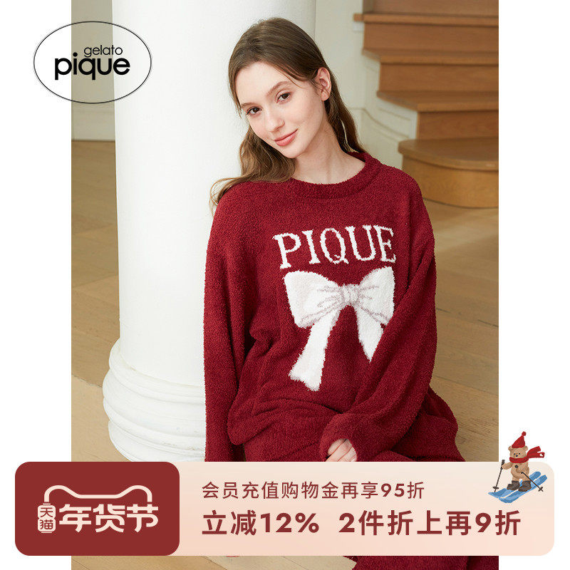 gelato pique秋冬女本命年红睡衣套装蝴蝶结PWNT245353,女士内衣/男士内衣/家居服,睡衣/家居服套装,淘宝优惠券,粉丝福利购,淘宝优惠卷