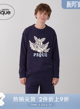 gelato pique春夏男女同款睡衣艺术半边绒套头衫PHNT241970
