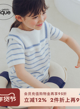 gelato pique春夏儿童睡衣薄半边绒海军风套头衫PKNT242400