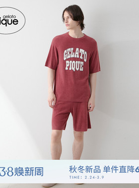 gelato pique25秋冬新品男女同款睡衣薄绒字母短袖居家PHNT254907