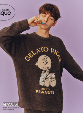 gelato pique25秋冬新品男睡衣史努比联名半边绒套头衫PMNT255980