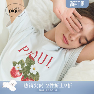 gelato T恤PWCT251283 pique春夏女睡衣草莓字母印花短袖