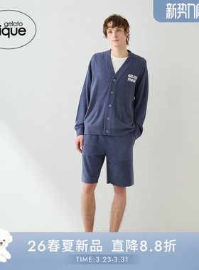gelato pique26春夏新品男女同款睡衣半边绒字母开衫PMNT261911