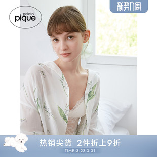 gelato PWFT242273 pique春夏女睡衣铃兰纯色不对称下摆衬衫