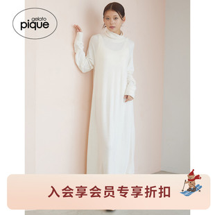连衣裙居家PWCO255288 女睡裙雪感纯色长袖 gelato pique25秋冬新品