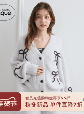 gelato pique25秋冬新品女睡衣万圣节蝴蝶结V领开衫PWNT254026