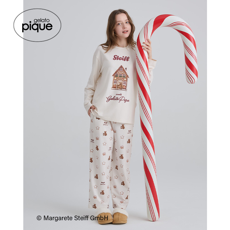 gelato pique25秋冬新品女睡衣Steiff熊长袖T恤圣诞PWCT255272