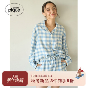 立体字母长袖 女睡衣格纹衬衫 PWFT255281 pique25秋冬新品 gelato