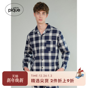 衬衫 睡衣纯棉格纹长袖 PMFT244906 pique秋冬男女同款 gelato