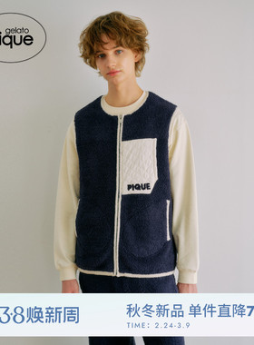 gelato pique25秋冬新品男女同款睡衣半边绒拼色背心PHNT255985