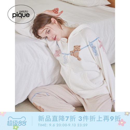 gelato pique26春夏新品女睡衣半边绒洗涤动物连帽开衫PWNT261118 - 封面