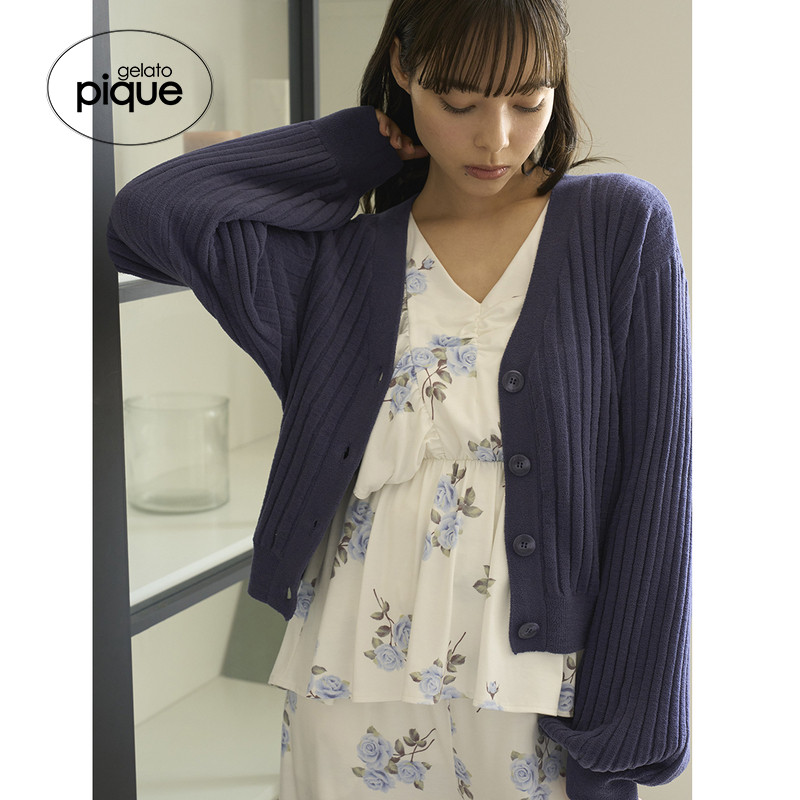 gelato pique25秋冬新品女纯色纽扣开衫家居服PWNT254066 - 实物图
