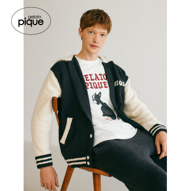 gelatopique半边绒小狗开衫睡衣