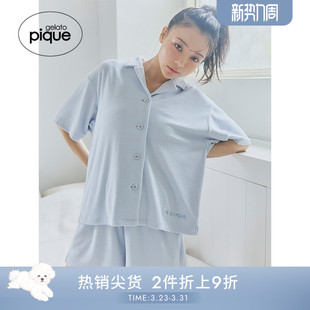 短裤 gelato 衬衫 彩色短袖 PWCT242269 pique春夏女睡衣套装