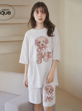 gelato pique25春夏新品男女同款贵宾犬提花短袖睡衣PMNT251122
