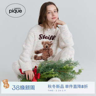gelato pique25秋冬新品女睡衣半边绒Steiff熊套头衫PWNT255034