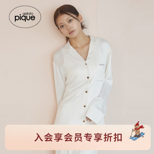 衬衫 女睡衣纯色缎面长袖 腰带PWFT255231 pique25秋冬新品 gelato