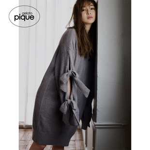 gelato 连衣裙PWNO244104 pique秋冬女睡裙缎带蝴蝶结开叉袖