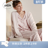 居家PWFT245284 衬衫 gelato pique秋冬女睡衣简约格纹长袖