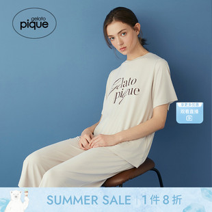T恤睡衣PWCT252243 gelato pique25夏季 新品 女LOGO印花凉感短袖