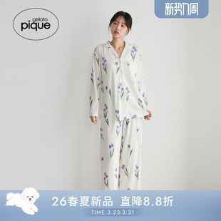 郁金香满印系带长裤 女睡裤 居家PWCP261299 pique26春夏新品 gelato