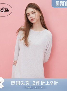 gelato pique秋冬女睡裙纯色雪系列长袖连衣裙PWCO244313