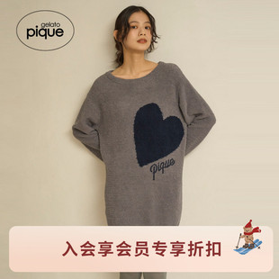连衣裙PWNO255119 女睡裙半边绒大爱心长袖 gelato pique25秋冬新品