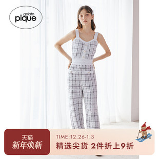 纹针织长裤 小香风格 外穿PWNP245130 pique秋冬女睡裤 gelato