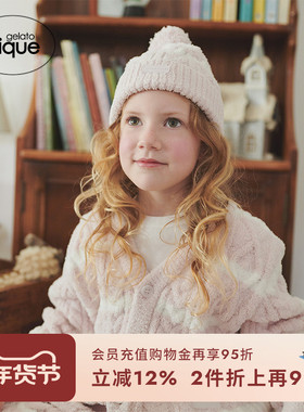 gelato pique秋冬儿童睡衣半边绒条纹编织开衫PKNT245412