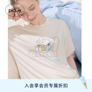 gelato pique26春夏新品女睡衣史努比凉感短袖T恤居家PWCT262342