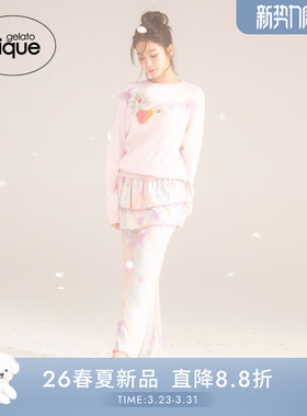 gelato pique26春夏新品女睡衣半边绒山本宽斋花卉套头PWNT261021