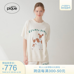 女睡衣套装 插画师联名小狗短袖 pique24春夏新品 gelato PWNT242049