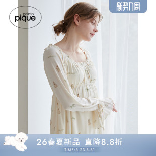 带胸垫PWCT261290 女睡衣蝴蝶结兔子长袖 gelato pique26春夏新品