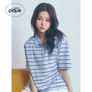 多色条纹polo短袖 gelato 女团同款 pique25夏季 T恤PWCT252316 新品